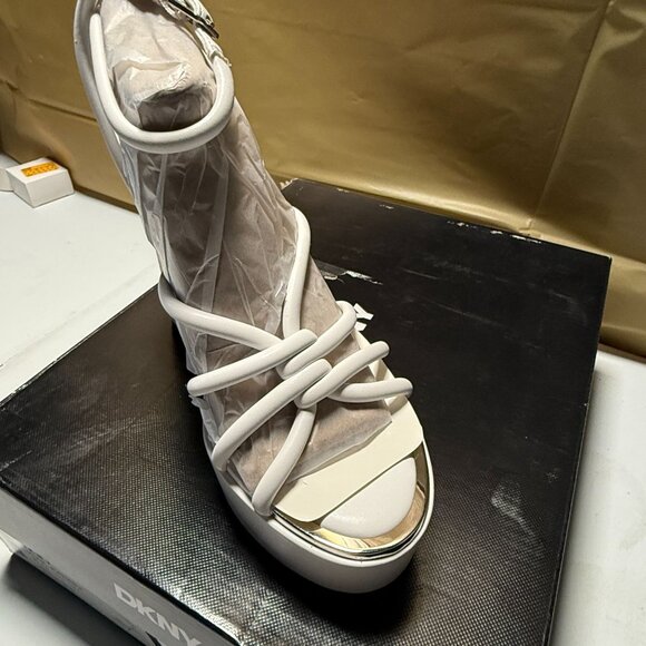 Dkny Women's Delicia Strappy Knotted Platform Sandals White Size 6.5 NEW - Picture 5 of 10